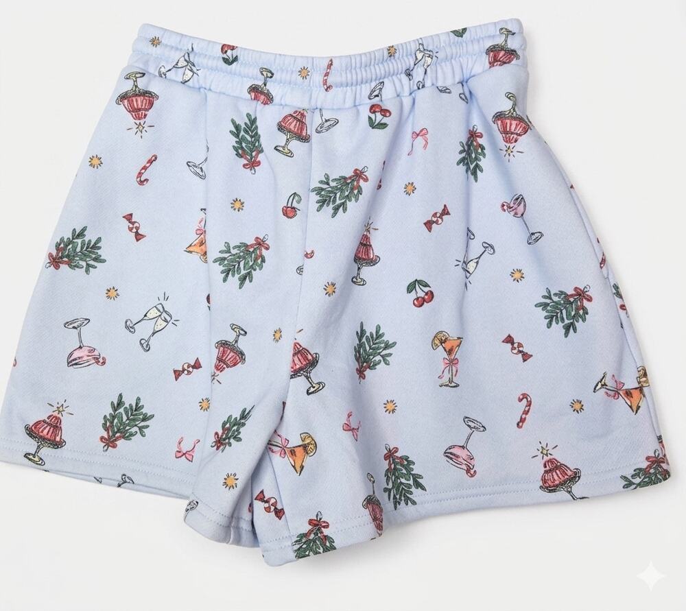 NEW Pretty Garbage L Sweat Lounge Pajama Shorts Christmas Cozy Casual